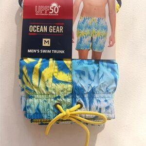 Men's Blue and Yellow Swim Trunk